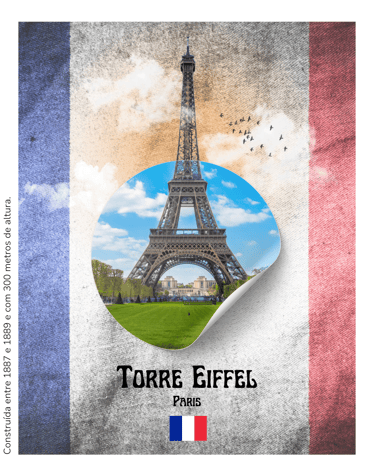 arte para instagram com a Torre Eiffel sobre a bandeira da França