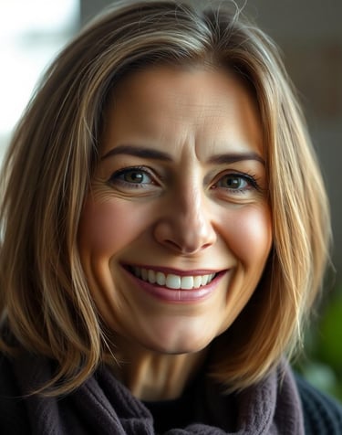 a woman with a scarf around her neck