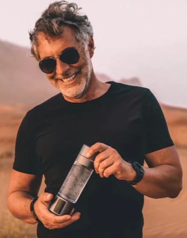 Nuno Nina mit CellPower Hydrogen Water Bottle