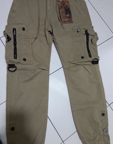 a pair of pants with a tag on the bottom of the pants