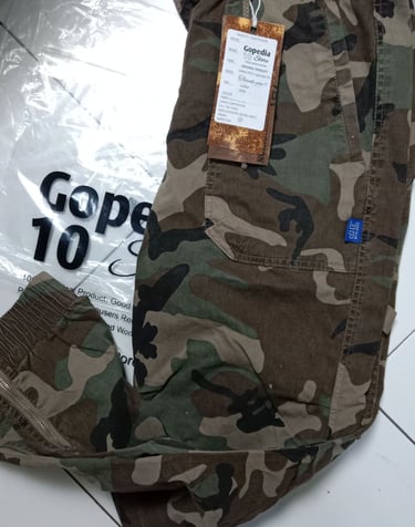 a pair of pants with a tag on it