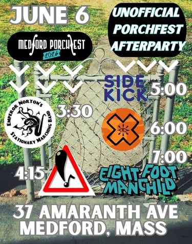 Catch Jinxland after Medford Porchfest! 37 Amaranth Ave Medford, live music all day 3:30pm-8pm!