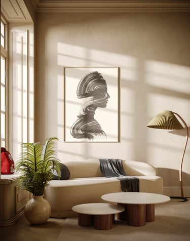 a living room with a couch and a table