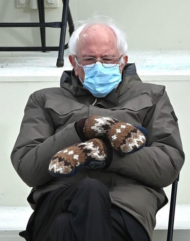 Bernie Sanders en moufles, un même devenu viral.