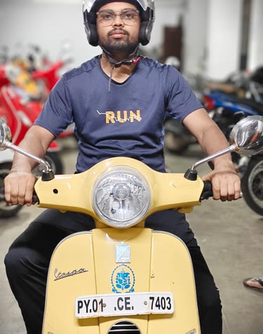 vespa yellow bike rental pondicherry