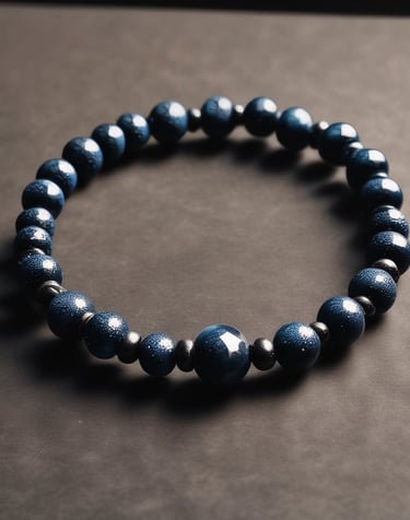 A stylish man wearing a handcrafted crystal beaded bracelet with a dark background.