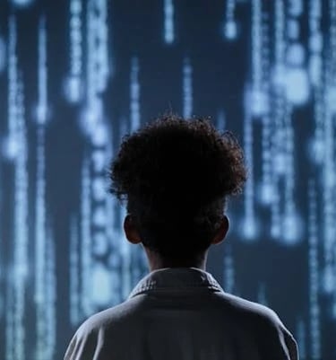 a person standing in front of a large screen with a large screen with a large