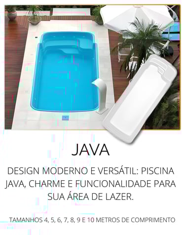 Piscina de fibra modelo Java Fibratec da Sul Piscinas, moderna e versátil para quintal residencial