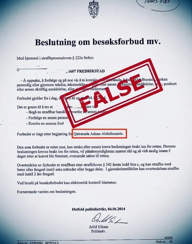 Qatranada Adnan Abdulhussein,salah hassan al saadi,zainab abdulkarim ali, hege-finsveen, Fredriksatd politi,