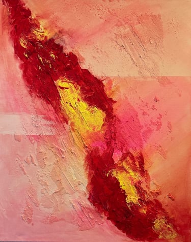 Acryl Bild Gemälde abstrakt pink rosa rot gelb