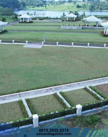 Kavling makam San Diego Hills Karawang dengan view danau dan area private, lokasi eksklusif 