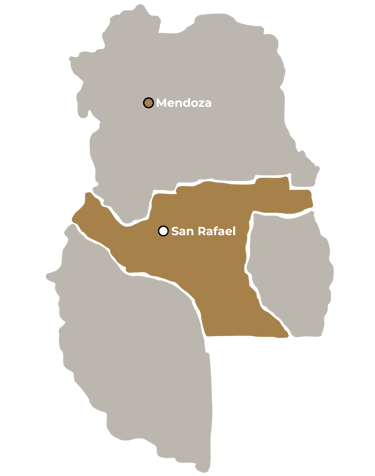 Mapa politico de San Rafael en la provincia de Mendoza