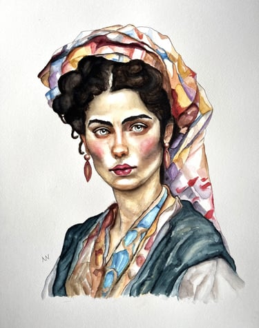 Original watercolor painting ‘Cristina’ by manef