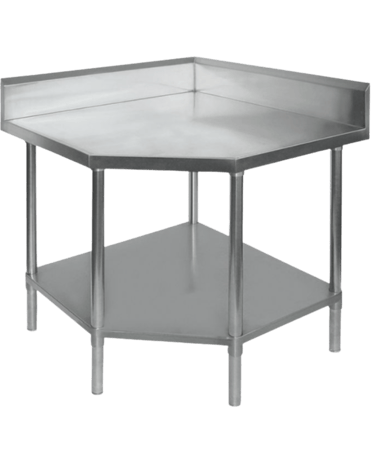 Heavy Duty Stainless Steel corner bench with undershelf and splashback for optimal space.