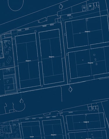 blueprint of padel club which shows 4 outdoor padel courts