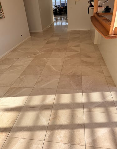 sealed travertine tiled floor