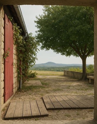 bastide provençale et vignes
