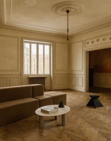 parquet massif ancien et moulures