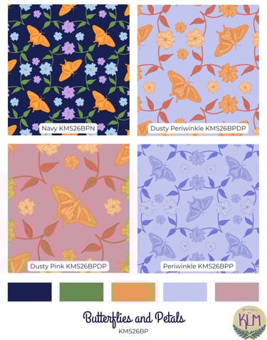 a collection of colorful floral and butterfly patterns