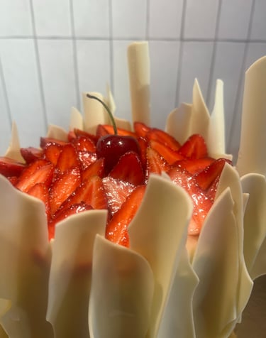 Petit fraisier chocolat blanc