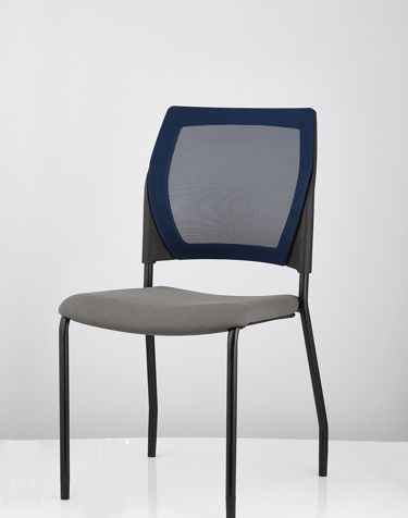V137 chair in grey-blue color scheme, slightly angled side view