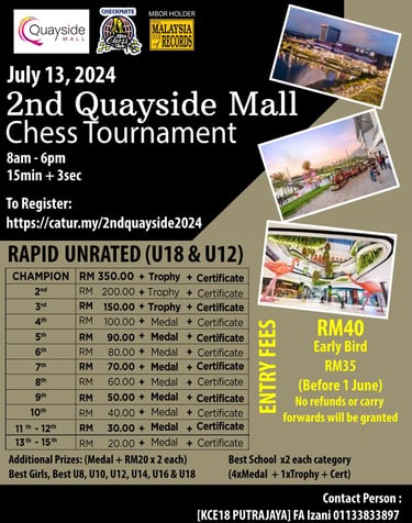 2nd Quayside Mall Chess Tournament 2024. Catur Malaysia Chess Tournament