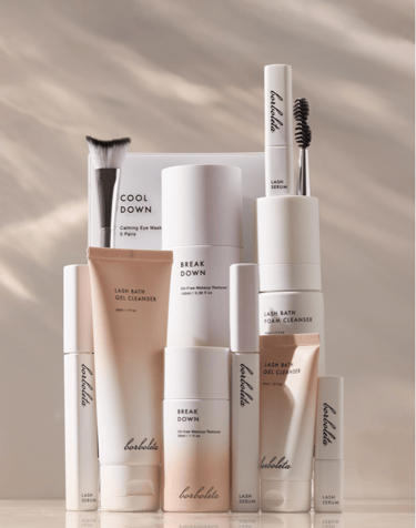 retail product all together in the center for lash extensions care