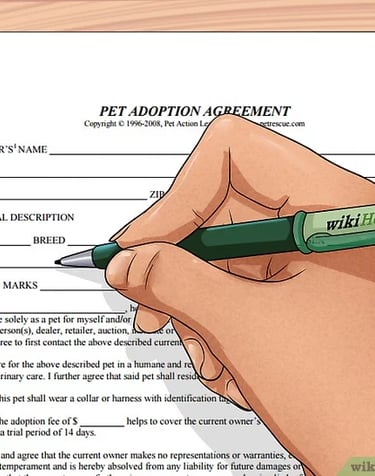 Signing a pet adoption agreement