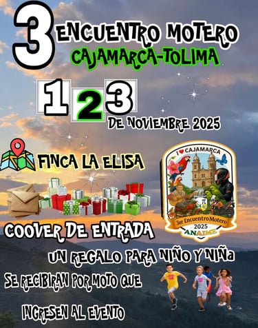 Banner Tercer encuentro motero en Cajamarca Tolima