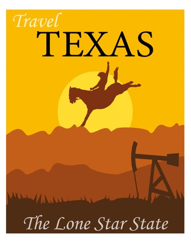 Texas Travel Poster  - The Lone Star State - aI generated