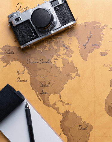 a map of a world map with a pen and a pen