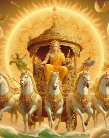Vedas, Sun God, Seven Horses, Seven colours of the sun rays, Rainbow Chariot