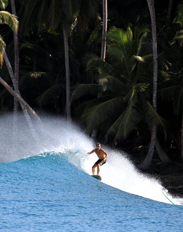 a surfer is riding a wave in the ocean