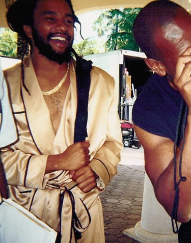 Froi Cuest and Ky-Mani Marley on set of Shottas