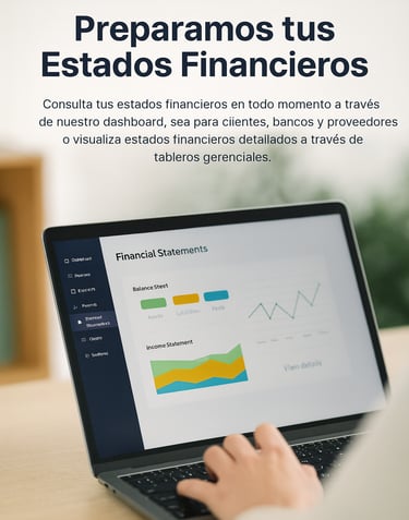 En Kontabi elaboramos tus estados financieros en línea, siempre disponibles 24/7 en tableros interactivos fáciles de usar. Ob
