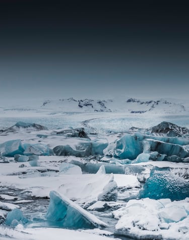 a group of icebergs that are melting