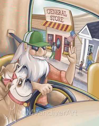 Illustrations from Semi Sam is a Trucker Man by New Orleans artist & illustrator Melissa Vandiver.
