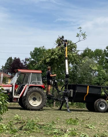 a tractor with a trailer attached to it