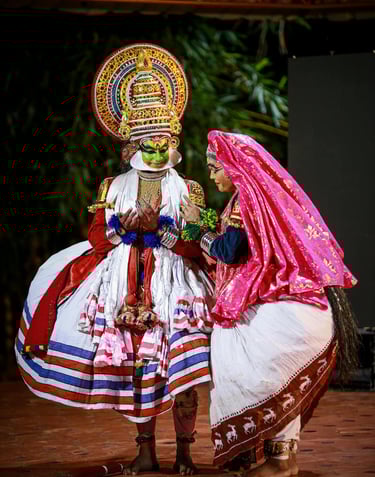 Kathakali performance in Kerala.