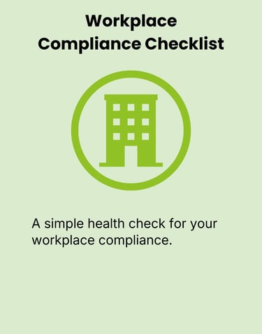 Workplace Compliance Checklist showing green building icon