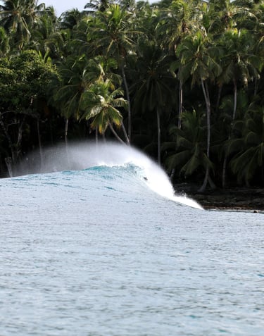 a surfer is riding a wave in the ocean
