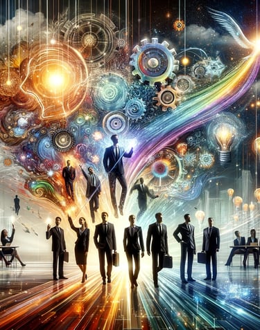 Business people rasing new knowledge and success