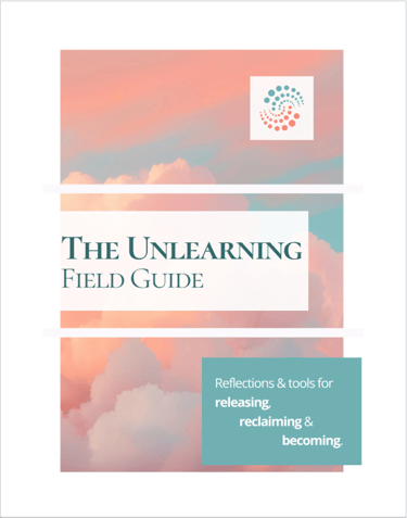 Reflections & tools for releasing, reclaiming & becoming." The design is clean, modern, and calming,