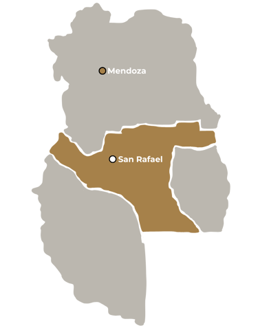 Mapa politico de San Rafael en la provincia de Mendoza
