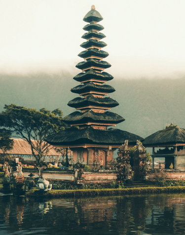 a temple in the middle of a lake