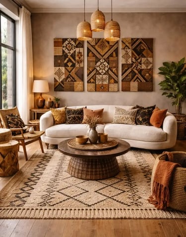 Modern Afro Bohemian Living Room | Neutral African Decor Ideas 2026