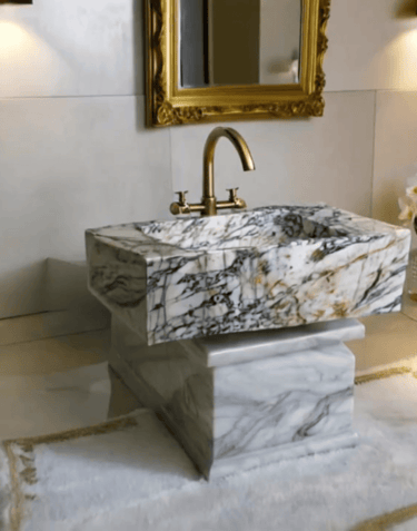 Calacatta Viola Marble Sink, Grooved Sink, Large Marble Sink, Handcarved Calacatta Viola Marble Sink