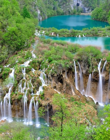 Amazing waterfall in National Park Plitvice Lakes in Croatia