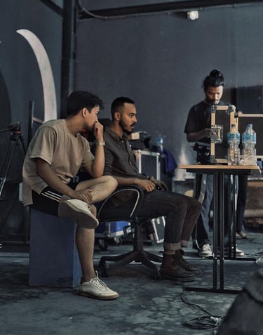 a music director working on a music session