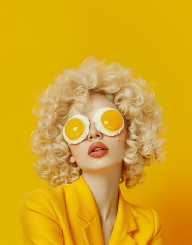 fashion portrait, ai art, ki, yellow photography, collage, wallart